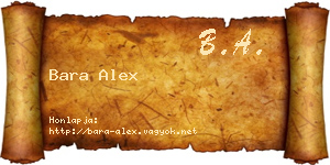 Bara Alex névjegykártya